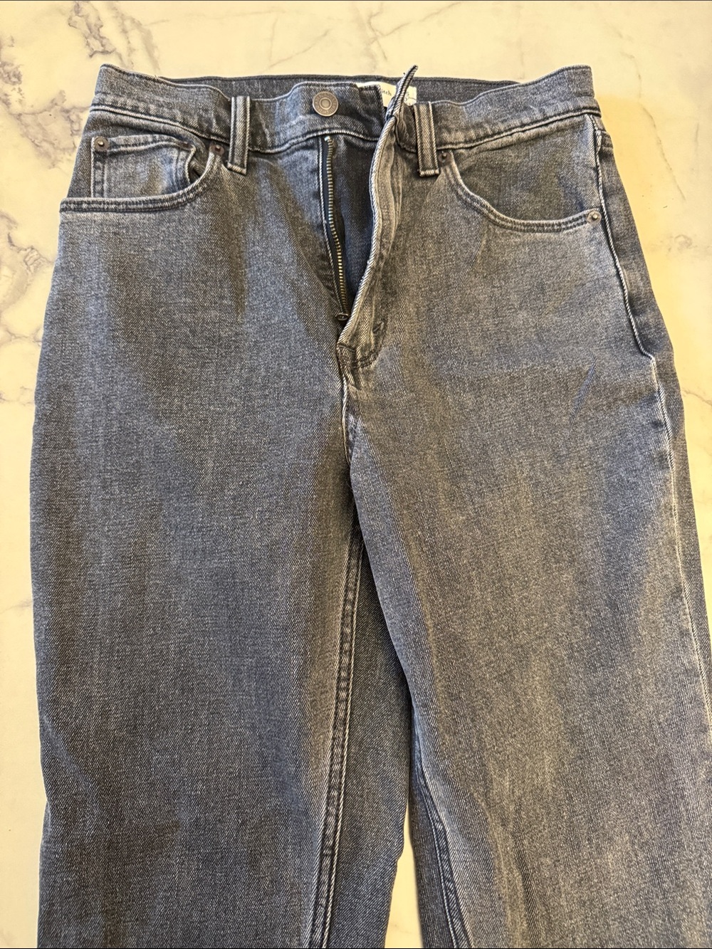Abercrombie & Fitch Women's Straight Leg Jeans - Washed Gray Blue